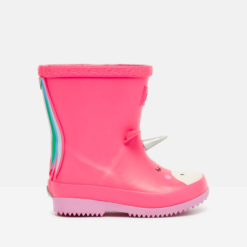 Joules Printed Baby Wellies - Bright Pink Unicorn-2